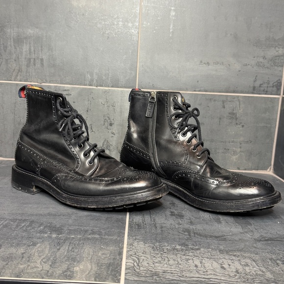 Gucci Black Leather Men's Lace-Up Boots